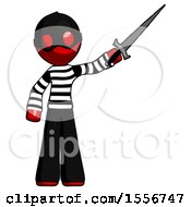Red Thief Man Holding Sword In The Air Victoriously