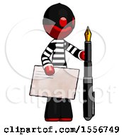 Poster, Art Print Of Red Thief Man Holding Large Envelope And Calligraphy Pen