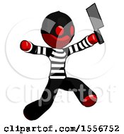 Red Thief Man Psycho Running With Meat Cleaver