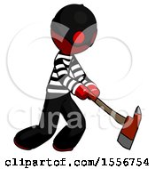 Poster, Art Print Of Red Thief Man Striking With A Red Firefighters Ax