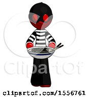 Poster, Art Print Of Red Thief Man Serving Or Presenting Noodles