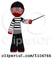 Poster, Art Print Of Red Thief Man Teacher Or Conductor With Stick Or Baton Directing