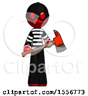 Poster, Art Print Of Red Thief Man Holding Red Fire Fighters Ax