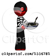 Poster, Art Print Of Red Thief Man Holding Noodles Offering To Viewer