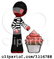 Poster, Art Print Of Red Thief Man With Giant Cupcake Dessert