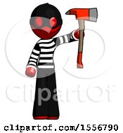 Poster, Art Print Of Red Thief Man Holding Up Red Firefighters Ax
