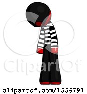 Poster, Art Print Of Red Thief Man Depressed With Head Down Turned Left