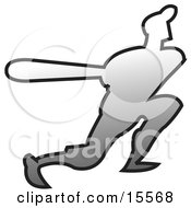 Silhouetted Male Baseball Player Athlete Up For Bat With Gradient Grays Clipart Illustration