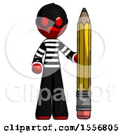 Poster, Art Print Of Red Thief Man With Large Pencil Standing Ready To Write