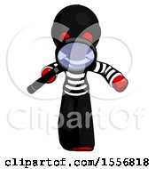 Poster, Art Print Of Red Thief Man Looking Down Through Magnifying Glass