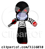 Red Thief Man Looking Down Through Magnifying Glass