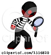 Poster, Art Print Of Red Thief Man Inspecting With Large Magnifying Glass Right