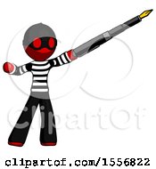 Poster, Art Print Of Red Thief Man Pen Is Mightier Than The Sword Calligraphy Pose