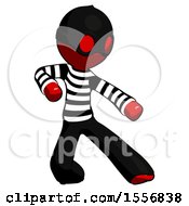 Poster, Art Print Of Red Thief Man Karate Defense Pose Right