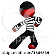 Red Thief Man Karate Defense Pose Left
