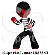 Poster, Art Print Of Red Thief Man Martial Arts Defense Pose Left