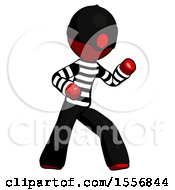 Poster, Art Print Of Red Thief Man Martial Arts Defense Pose Right