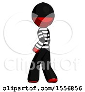 Poster, Art Print Of Red Thief Man Walking Away Direction Left View