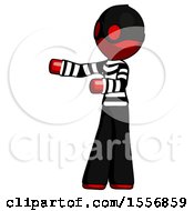 Poster, Art Print Of Red Thief Man Presenting Something To His Right