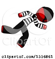 Red Thief Man Running While Falling Down