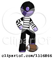 Poster, Art Print Of Purple Thief Man Standing With Foot On Football
