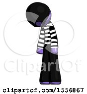 Poster, Art Print Of Purple Thief Man Depressed With Head Down Turned Left