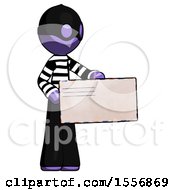 Poster, Art Print Of Purple Thief Man Presenting Large Envelope