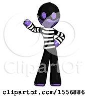 Purple Thief Man Waving Right Arm With Hand On Hip