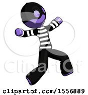 Poster, Art Print Of Purple Thief Man Running Away In Hysterical Panic Direction Right
