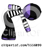 Poster, Art Print Of Purple Thief Man Picking Something Up Bent Over