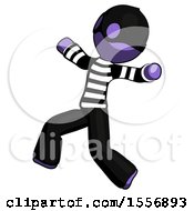 Poster, Art Print Of Purple Thief Man Running Away In Hysterical Panic Direction Left
