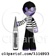 Poster, Art Print Of Purple Thief Man Standing With Large Thermometer