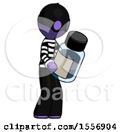 Purple Thief Man Holding Glass Medicine Bottle