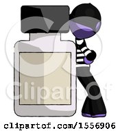 Poster, Art Print Of Purple Thief Man Leaning Against Large Medicine Bottle