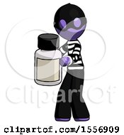 Purple Thief Man Holding White Medicine Bottle