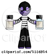 Purple Thief Man Holding Two Medicine Bottles