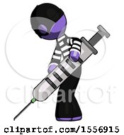 Poster, Art Print Of Purple Thief Man Using Syringe Giving Injection