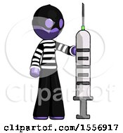 Poster, Art Print Of Purple Thief Man Holding Large Syringe