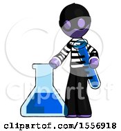 Poster, Art Print Of Purple Thief Man Holding Test Tube Beside Beaker Or Flask