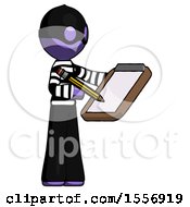 Poster, Art Print Of Purple Thief Man Using Clipboard And Pencil