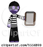 Poster, Art Print Of Purple Thief Man Showing Clipboard To Viewer