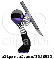 Poster, Art Print Of Purple Thief Man Stabbing Or Cutting With Scalpel