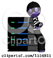 Poster, Art Print Of Purple Thief Man Resting Against Server Rack Viewed At Angle