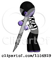 Poster, Art Print Of Purple Thief Man Cutting With Large Scalpel