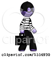 Purple Thief Man Walking With Briefcase To The Right