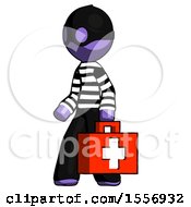 Poster, Art Print Of Purple Thief Man Walking With Medical Aid Briefcase To Left