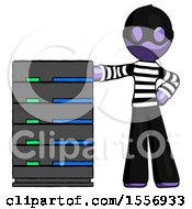 Poster, Art Print Of Purple Thief Man With Server Rack Leaning Confidently Against It