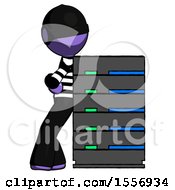 Poster, Art Print Of Purple Thief Man Resting Against Server Rack