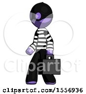 Poster, Art Print Of Purple Thief Man Walking With Briefcase To The Left