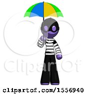 Poster, Art Print Of Purple Thief Man Holding Umbrella Rainbow Colored